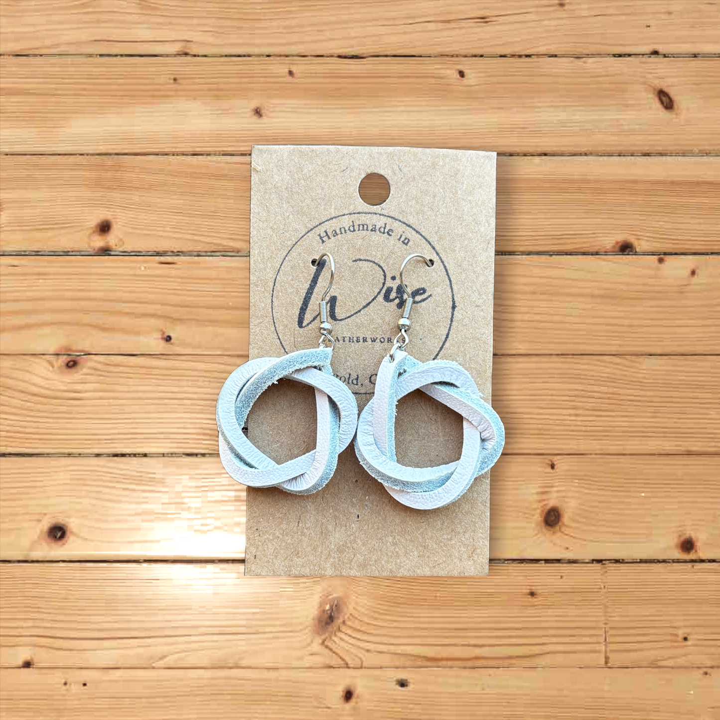 White (Off) Knot Leather Earrings