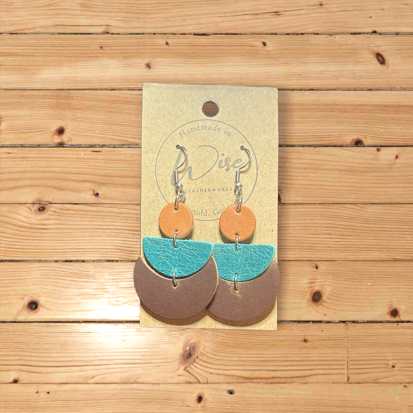 Grand Teton Leather Earrings(Brown and Turquoise)
