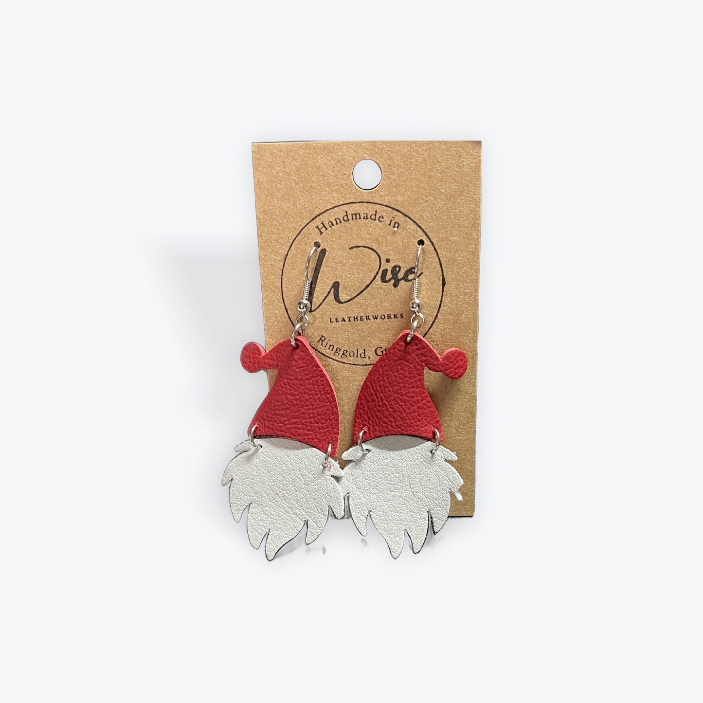 Christmas Santa Leather Earrings - Holiday Collection