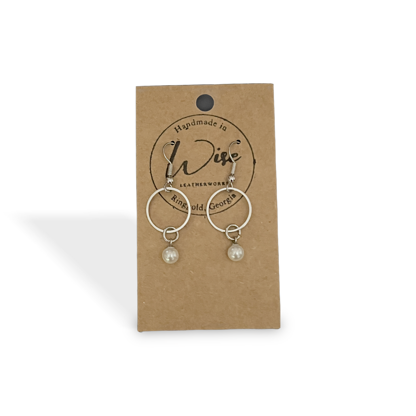 Metal hoops with pearl accents - handmade earrings