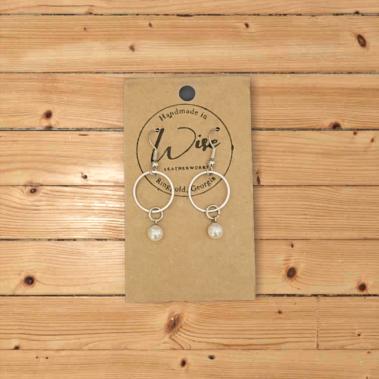 Metal hoops with pearl accents - handmade earrings