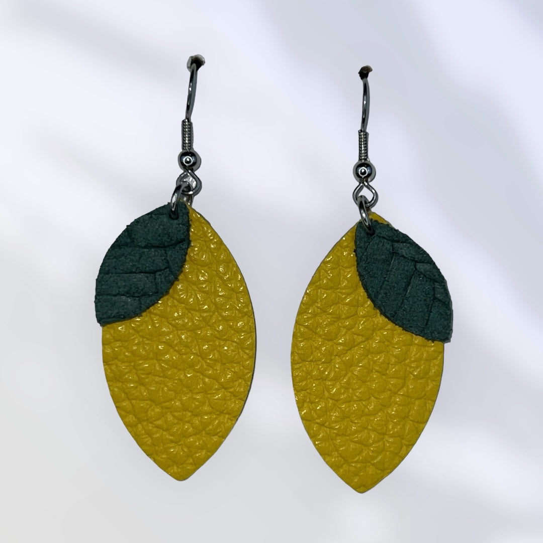 Lemons - handmade leather earrings
