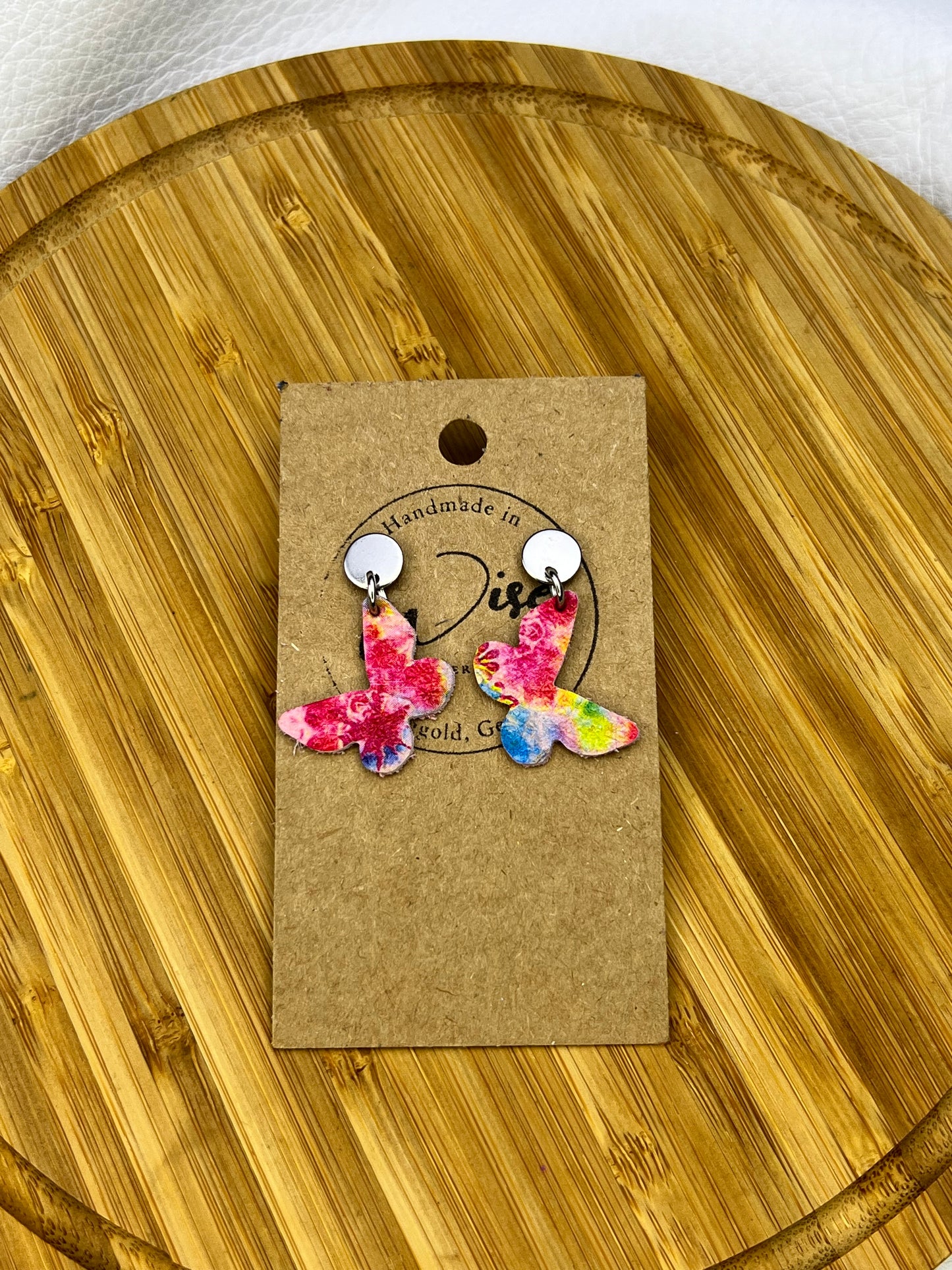 Tie Dye Butterfly Post Earrings