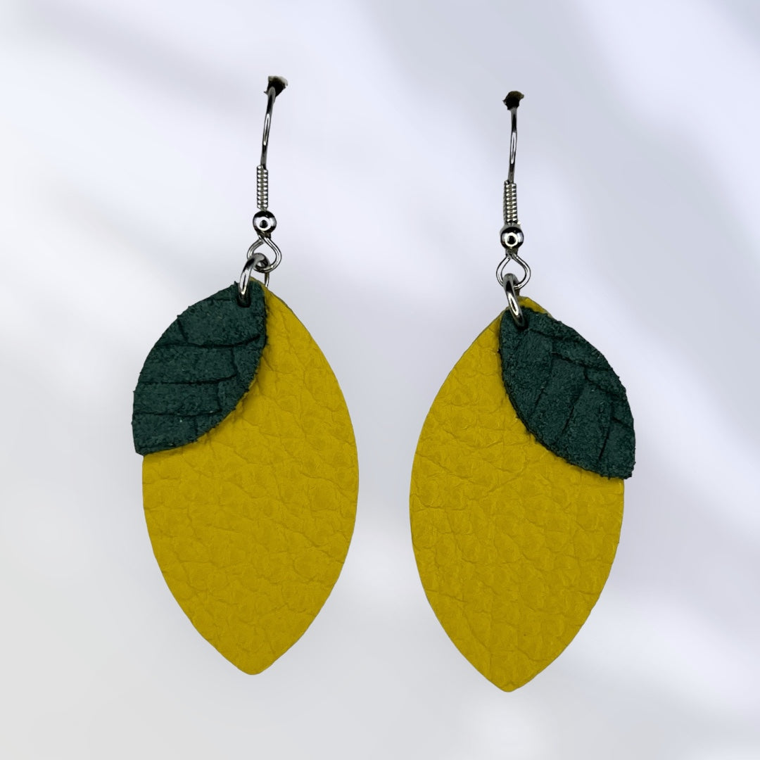Lemons - handmade leather earrings