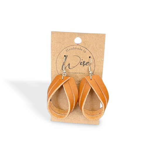 Light Brown Double Loop Leather Earrings