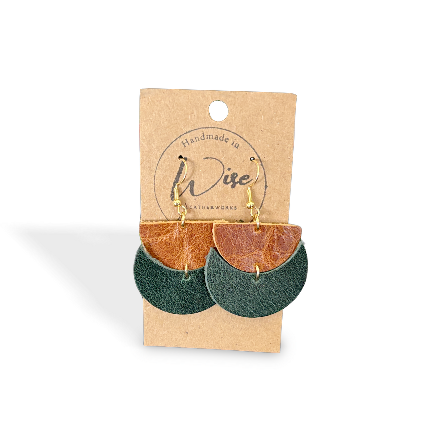 Green and Brown Leather Earrings
