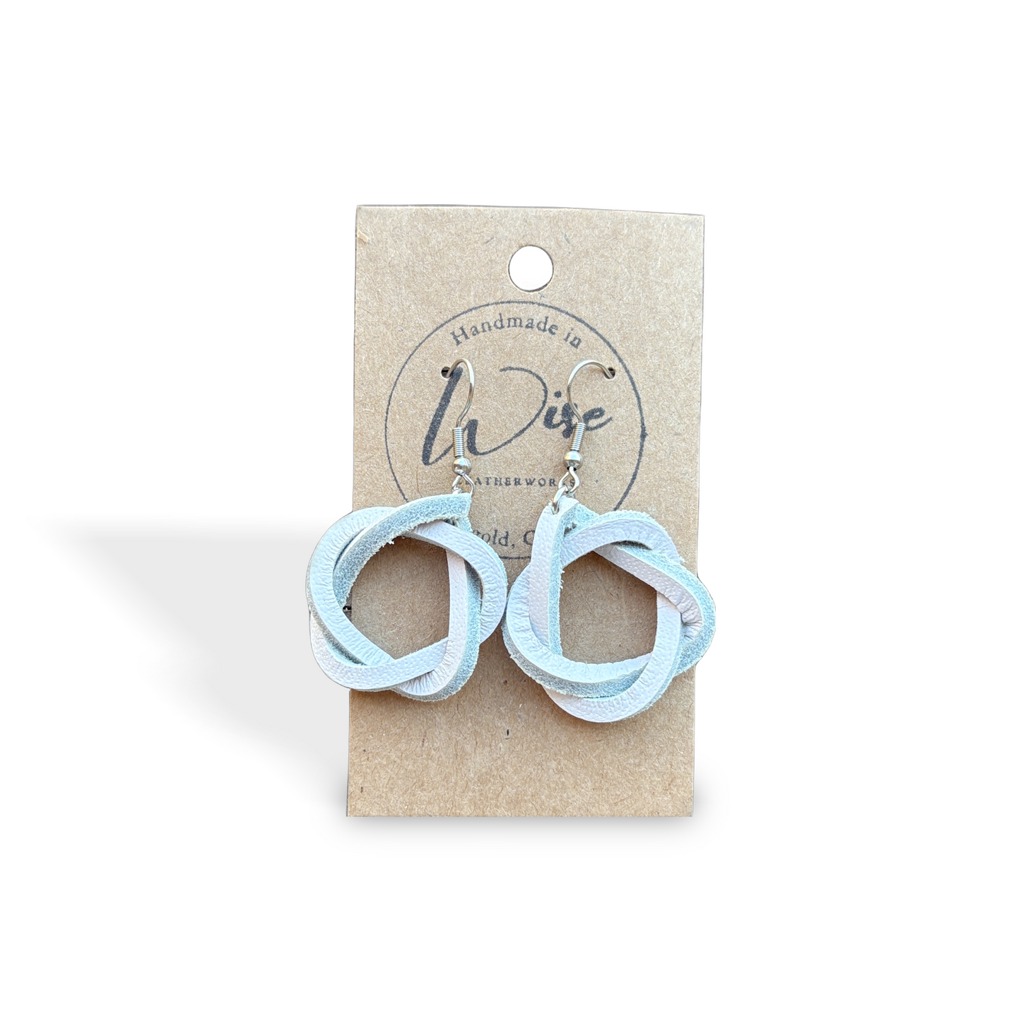 White (Off) Knot Leather Earrings