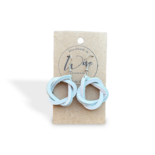 White (Off) Knot Leather Earrings