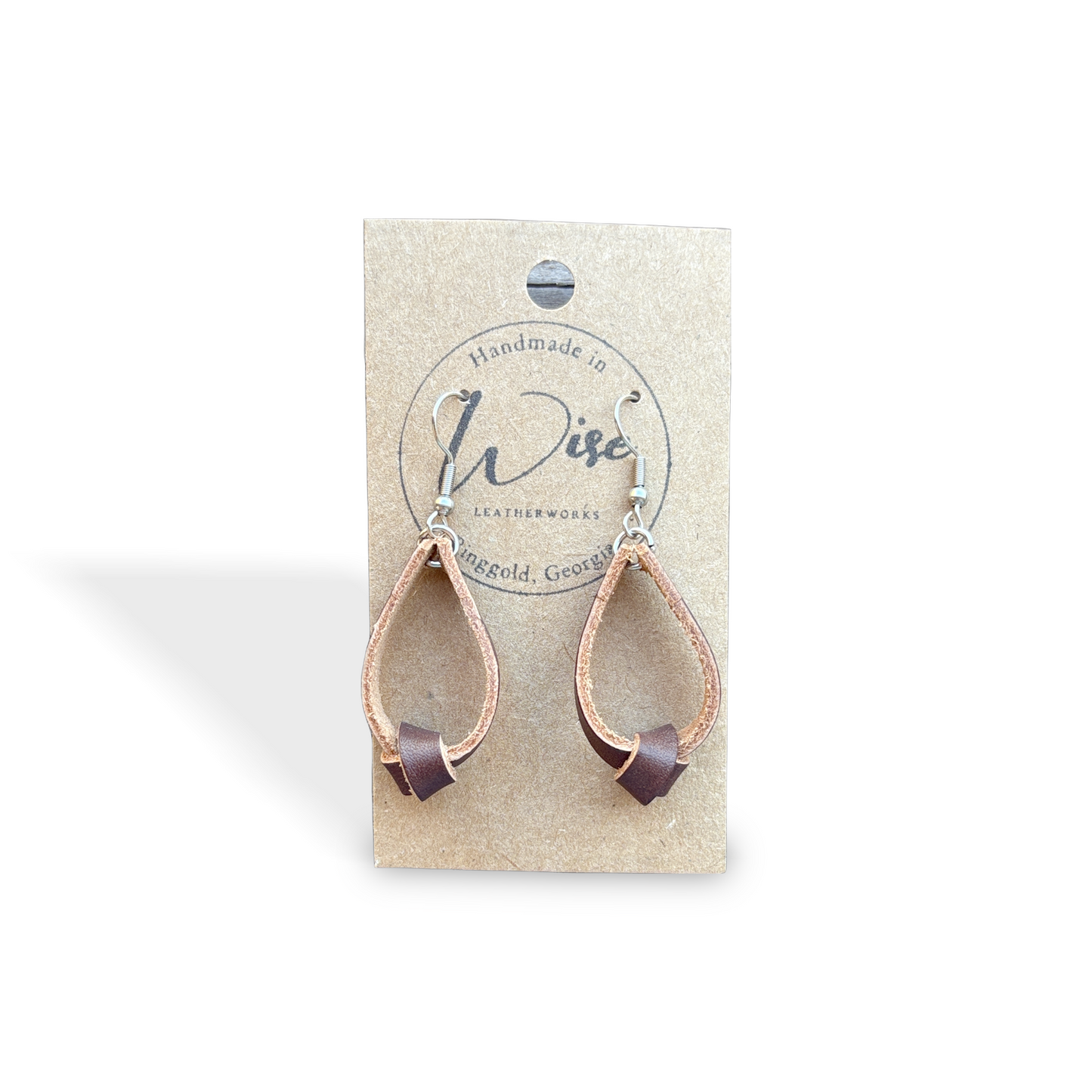 Brown Single knot Leather Earrings