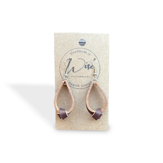 Brown Single knot Leather Earrings
