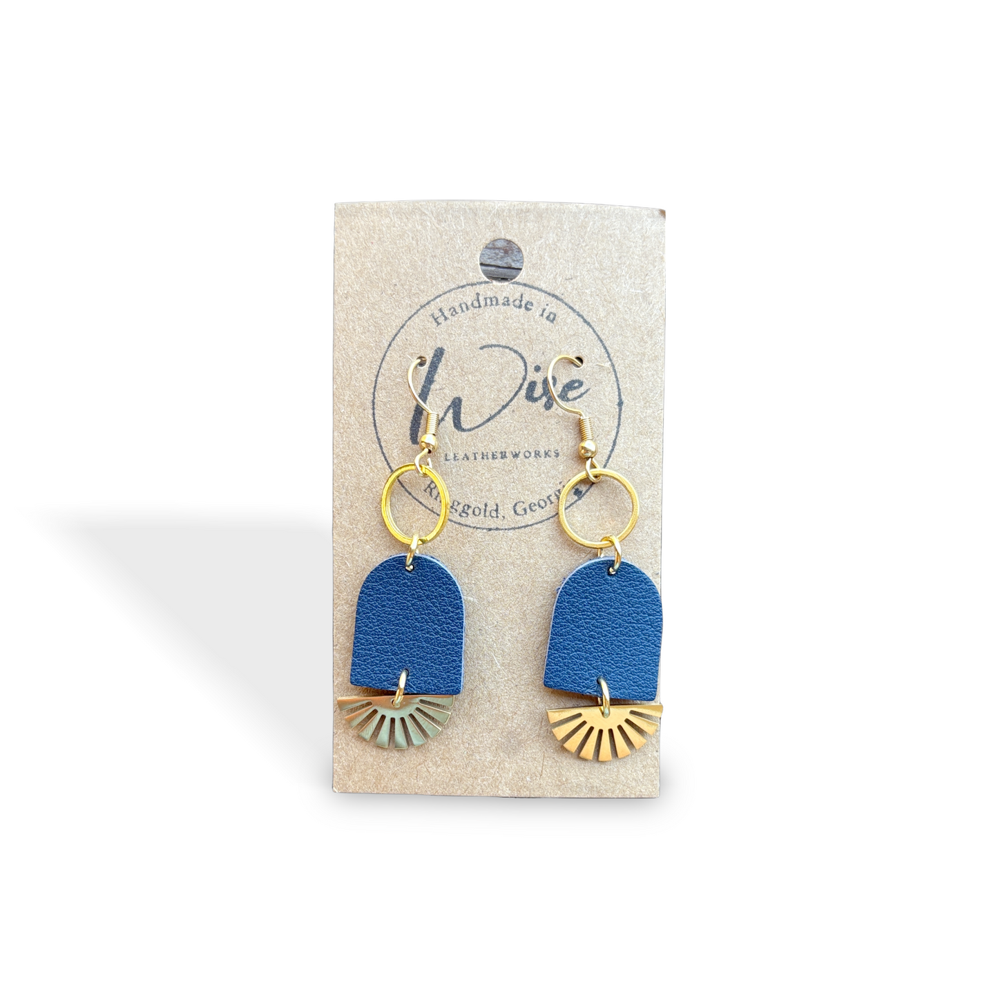 Navy leather with gold accents Earrings