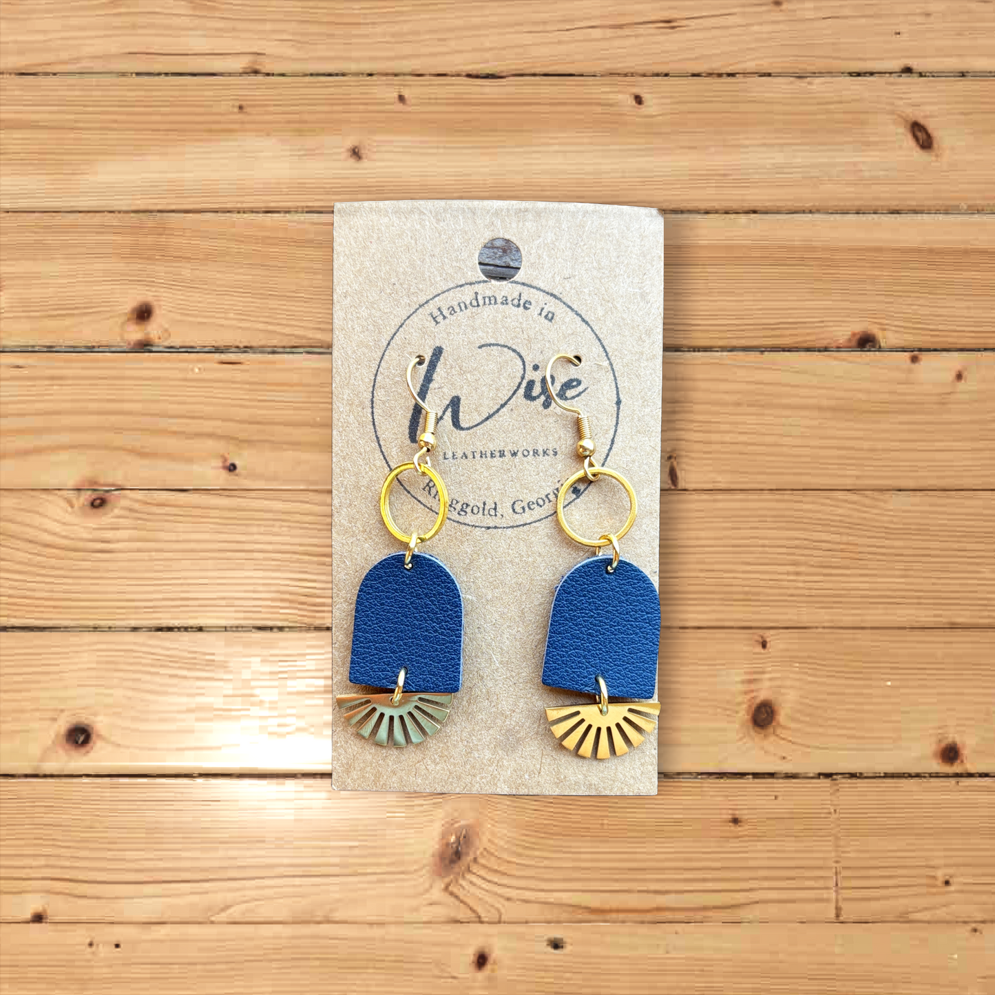 Navy leather with gold accents Earrings