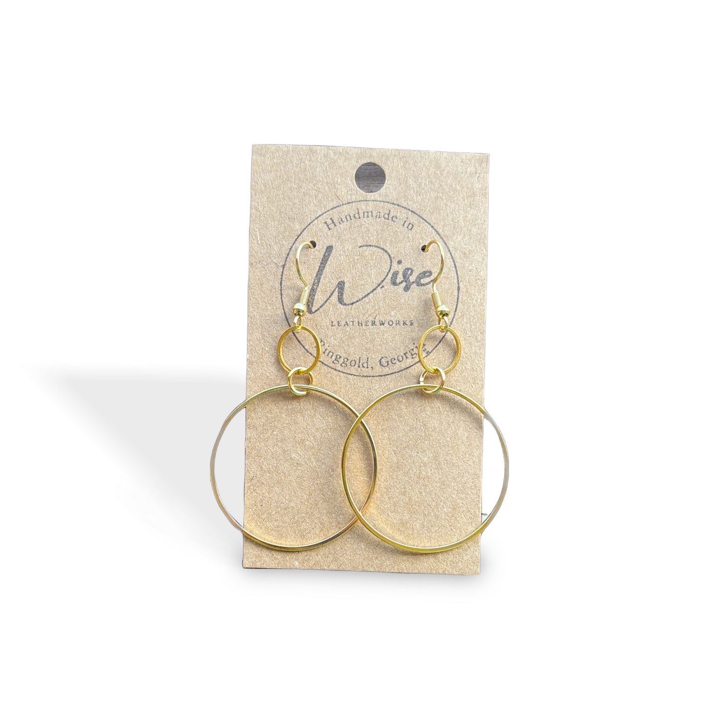 Double Ring Earrings, Gold tone