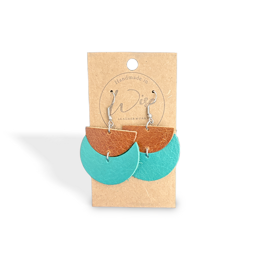 Rust and River Leather Earrings(Brown and Turquoise)