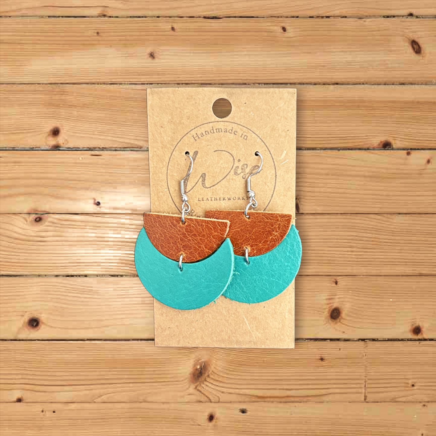 Rust and River Leather Earrings(Brown and Turquoise)