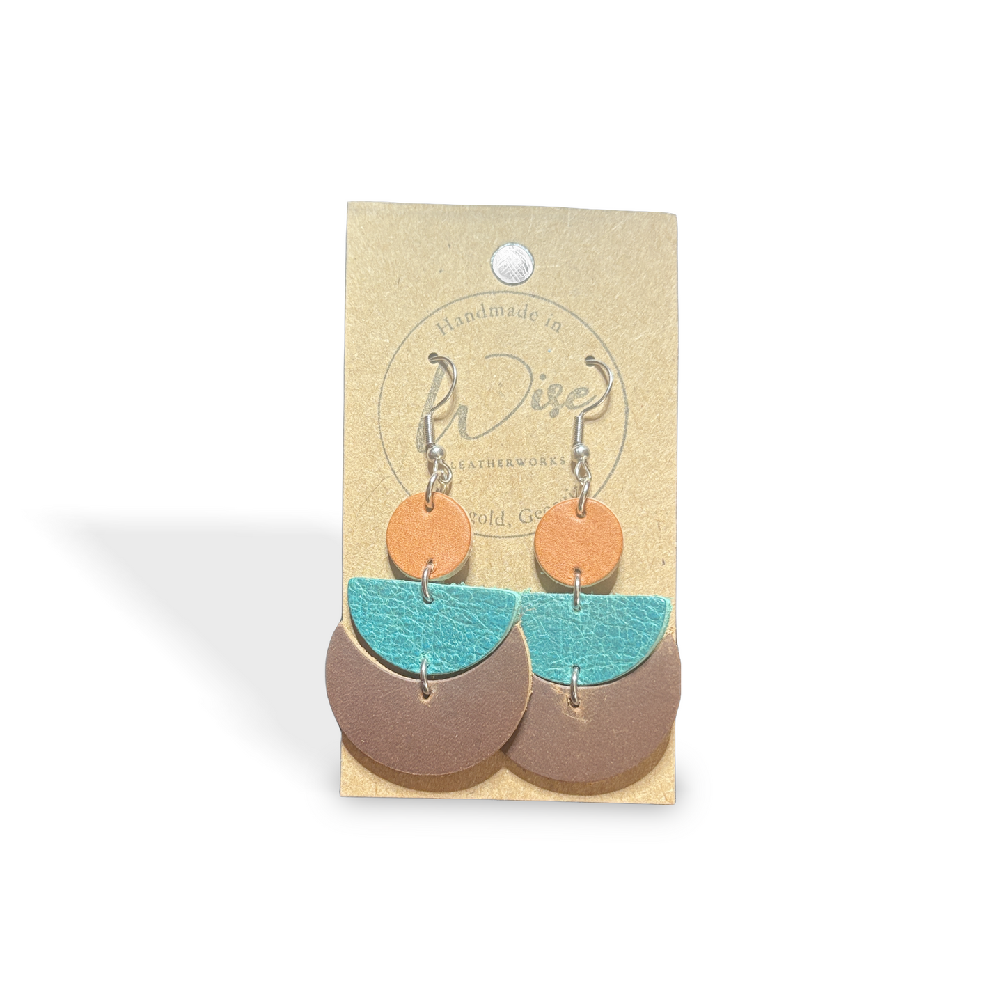 Grand Teton Leather Earrings(Brown and Turquoise)