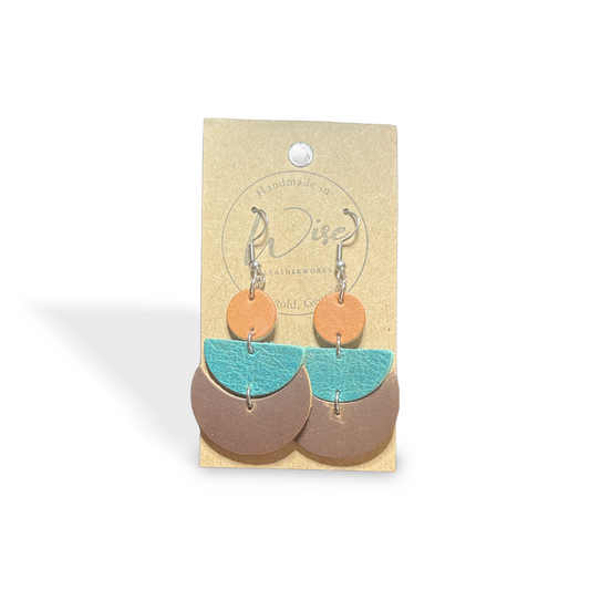 Grand Teton Leather Earrings(Brown and Turquoise)