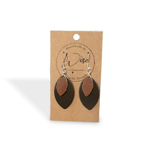 Black and Brown Leather Earrings