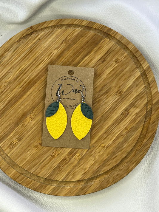 Lemons - handmade leather earrings