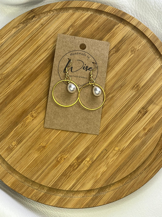 Gold hoops with pearl accents - handmade earrings